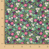 Popeline de coton jardin sauvage bleu marine - Ribes y Casals