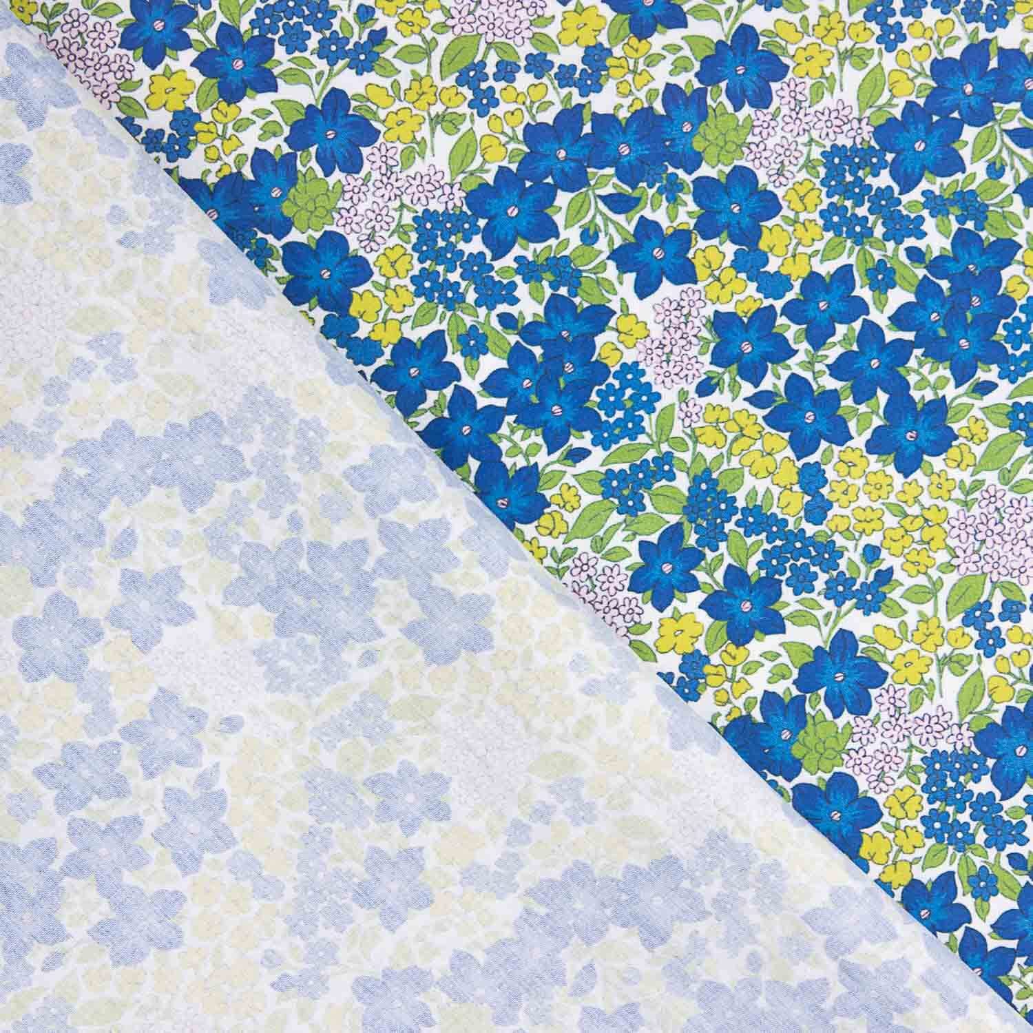 Percal imprimé fleurs bleu intense - Ribes y Casals