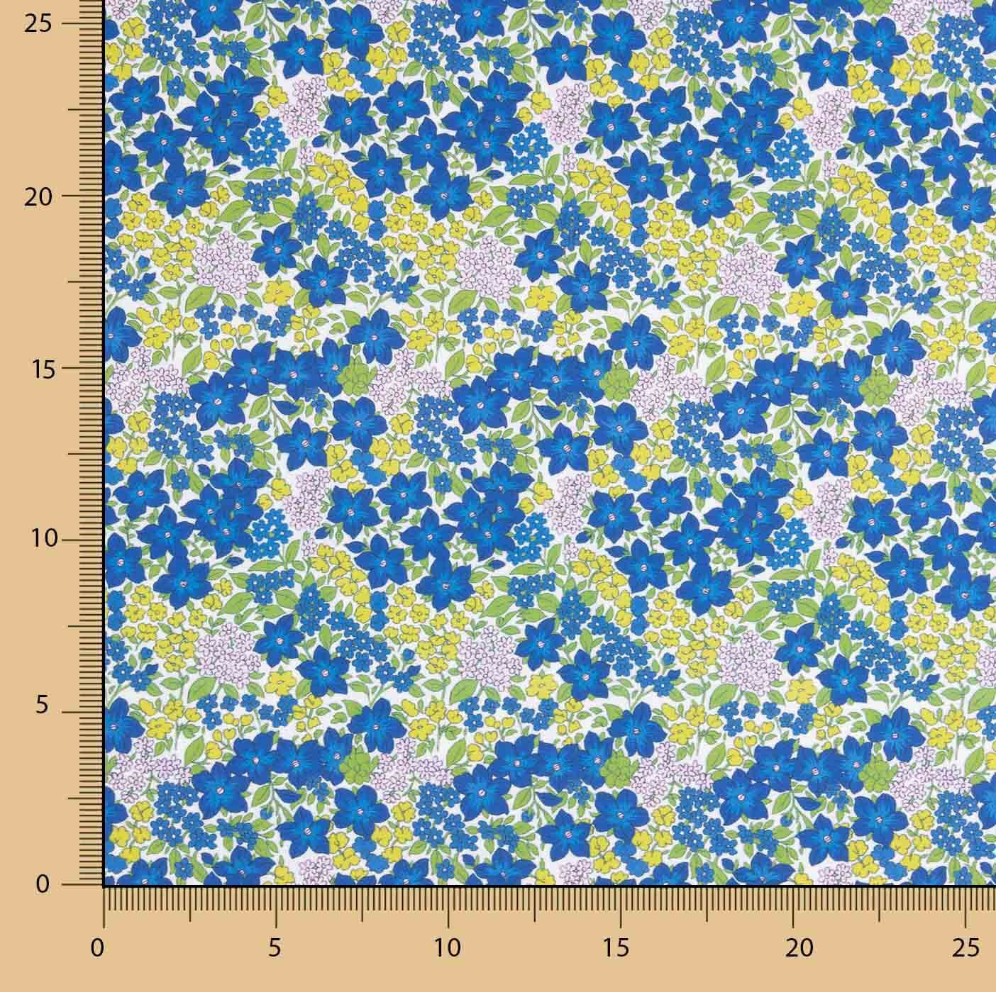 Percal imprimé fleurs bleu intense - Ribes y Casals