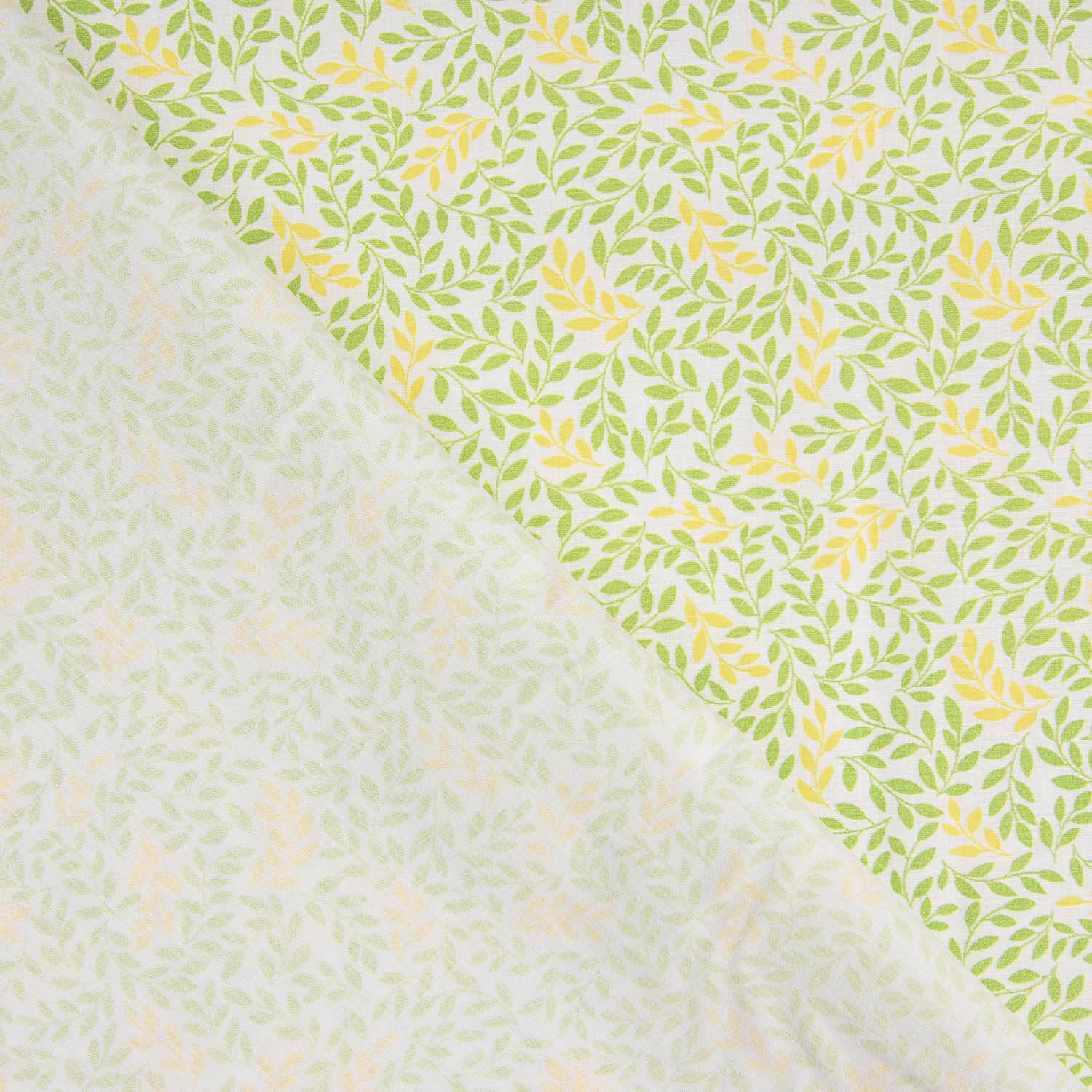 Percal imprimé bouquet jaune vert - Ribes y Casals