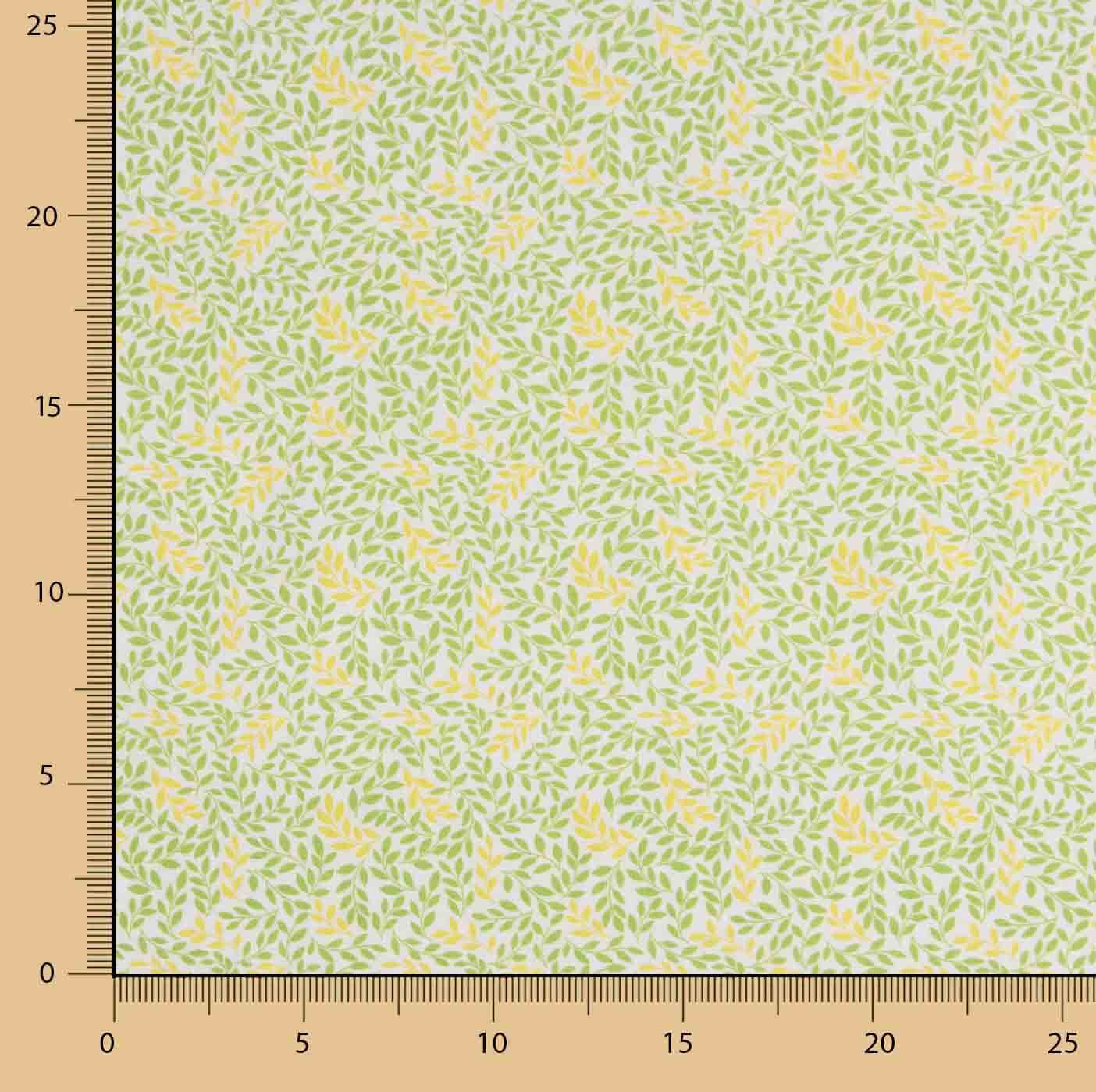 Percal imprimé bouquet jaune vert - Ribes y Casals