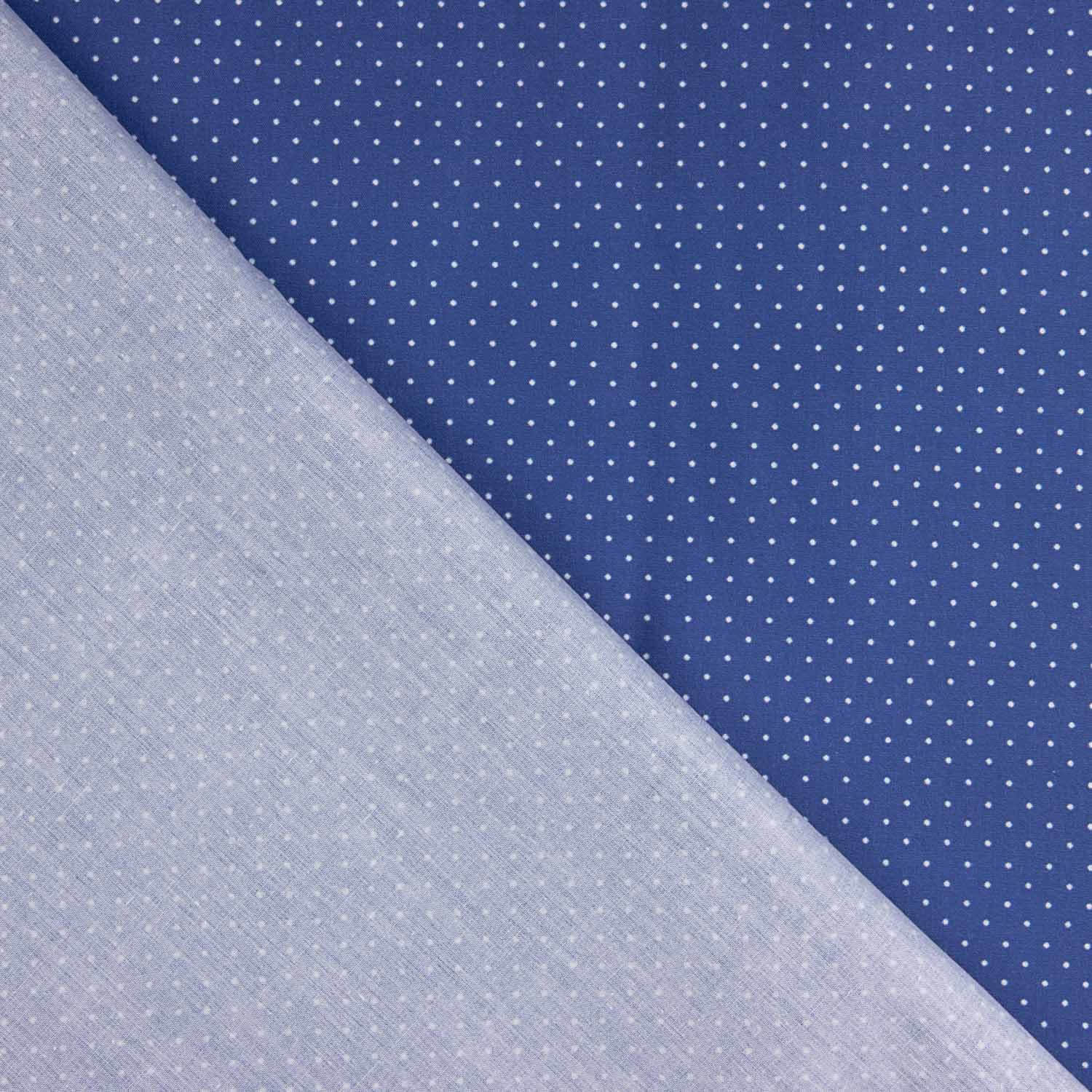 Percal imprimé fond bleu à pois blancs - Ribes y Casals