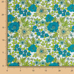 Percal imprimé fleurs turquoise Fresh - Ribes y Casals
