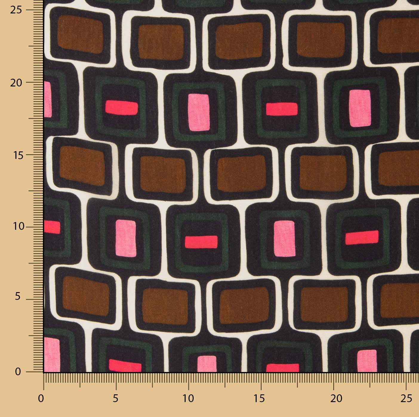 Satin de viscose rétro imprimé géométrique - Ribes y Casals