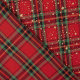 Popeline de coton tartan de Noël et étoiles dorées - Ribes y Casals