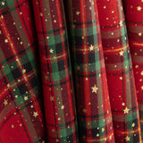 Popeline de coton tartan de Noël et étoiles dorées - Ribes y Casals