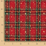 Popeline de coton tartan de Noël et étoiles dorées - Ribes y Casals