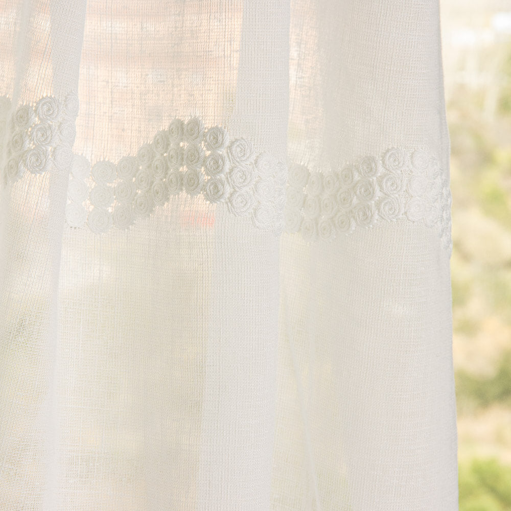 Retal Visillo Bordado Mini Flor Cenefa 150x280 cm - Ribes y Casals