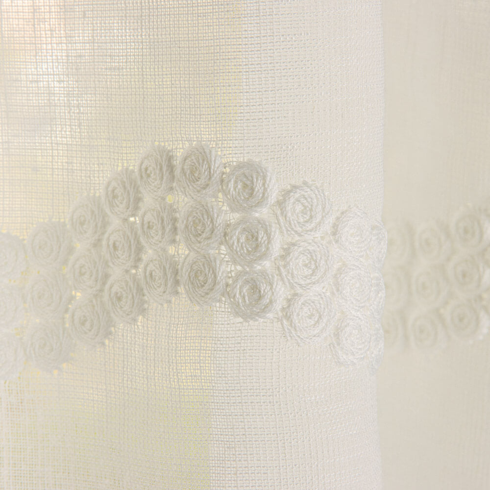 Retal Visillo Bordado Mini Flor Cenefa 150x280 cm - Ribes y Casals