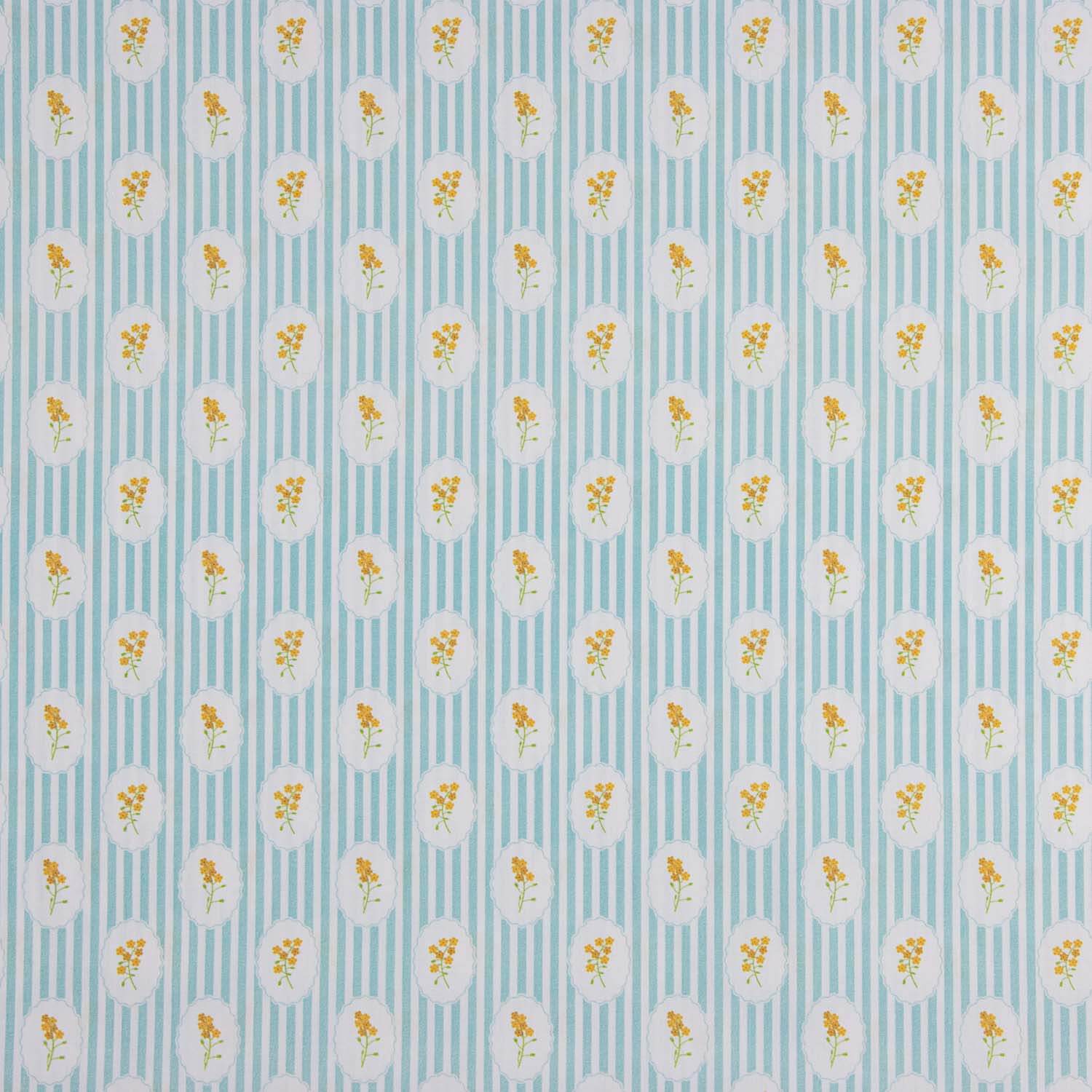 Percal imprimé médaillon floral vert d'eau - Ribes y Casals