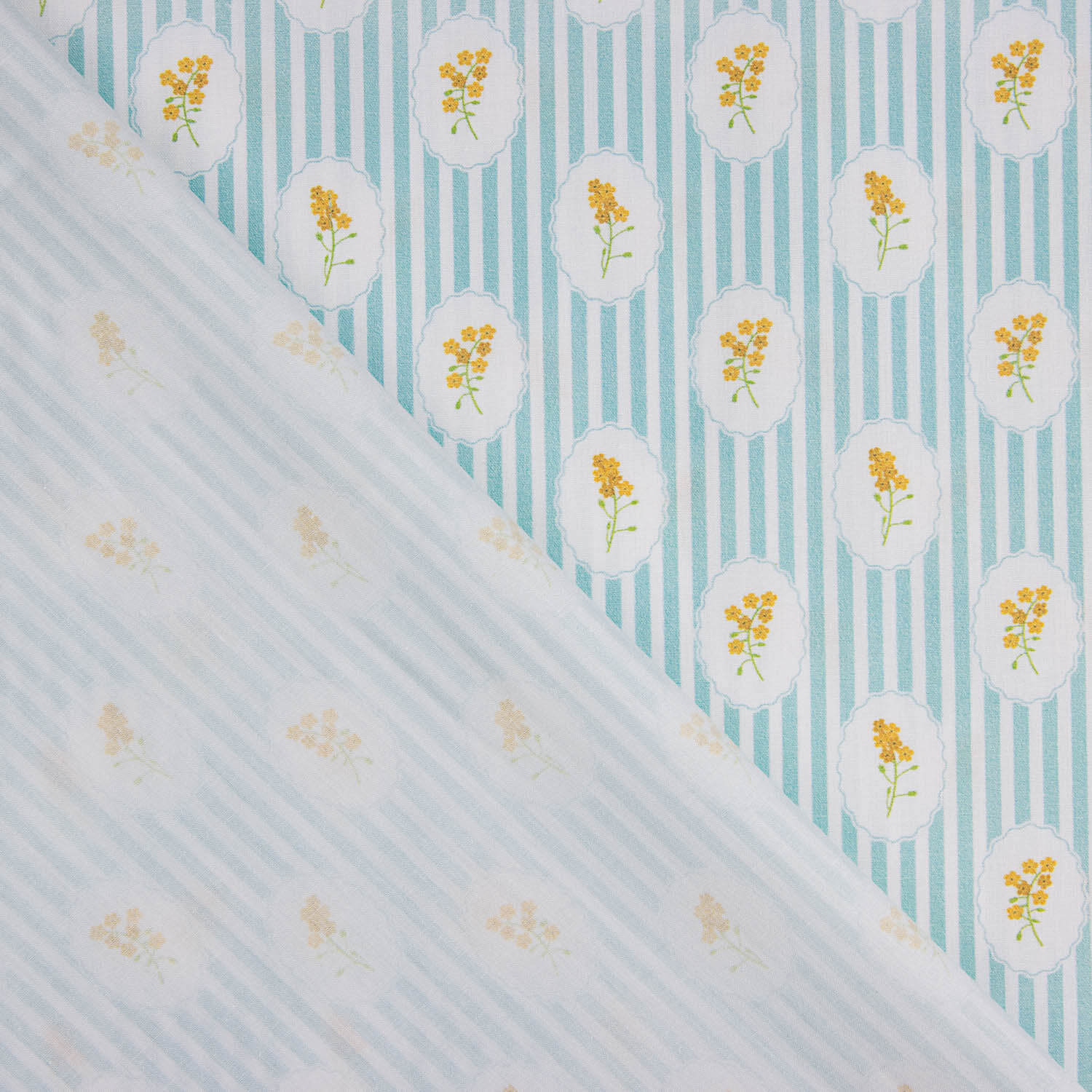 Percal imprimé médaillon floral vert d'eau - Ribes y Casals