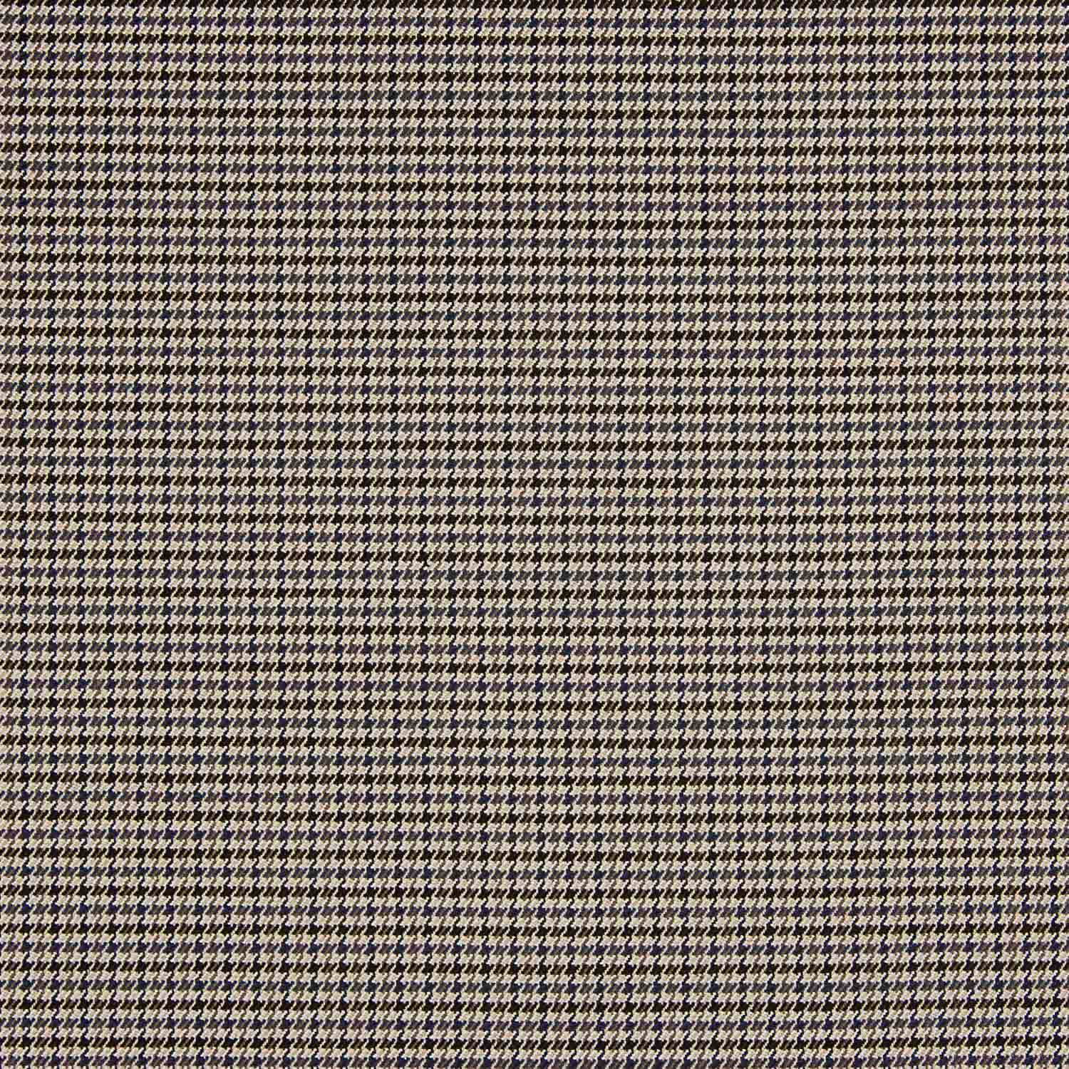 Laine et viscose à motif pied-de-poule marron et bleu - Ribes y Casals