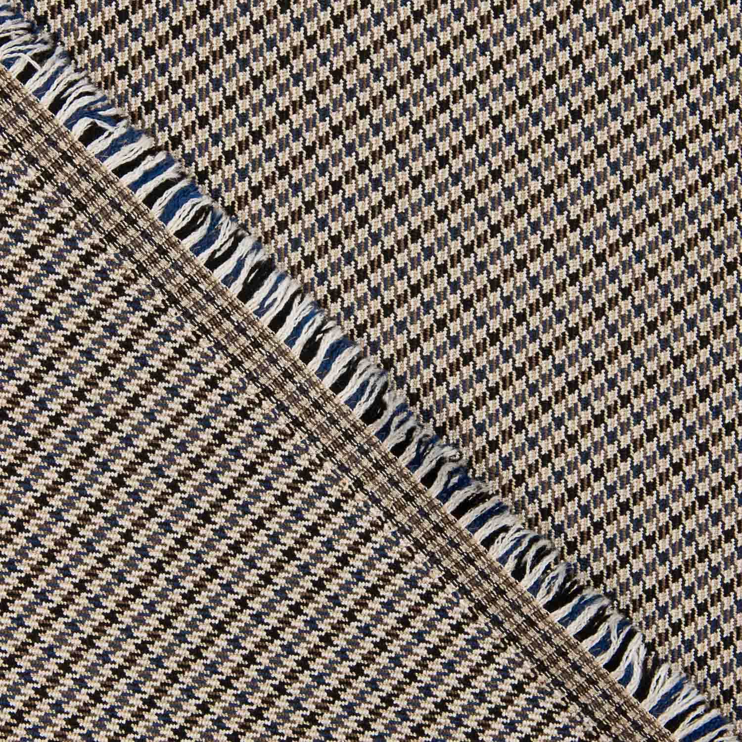 Laine et viscose à motif pied-de-poule marron et bleu - Ribes y Casals