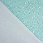 Percal imprimé bouquets blanc vert eau - Ribes y Casals