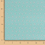 Percal imprimé bouquets blanc vert eau - Ribes y Casals