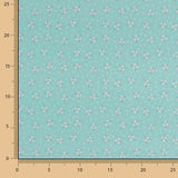 Percal imprimé bouquets blanc vert eau - Ribes y Casals