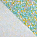 Percal imprimé floral vert d'eau et jaune - Ribes y Casals