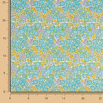 Percal imprimé floral vert d'eau et jaune - Ribes y Casals