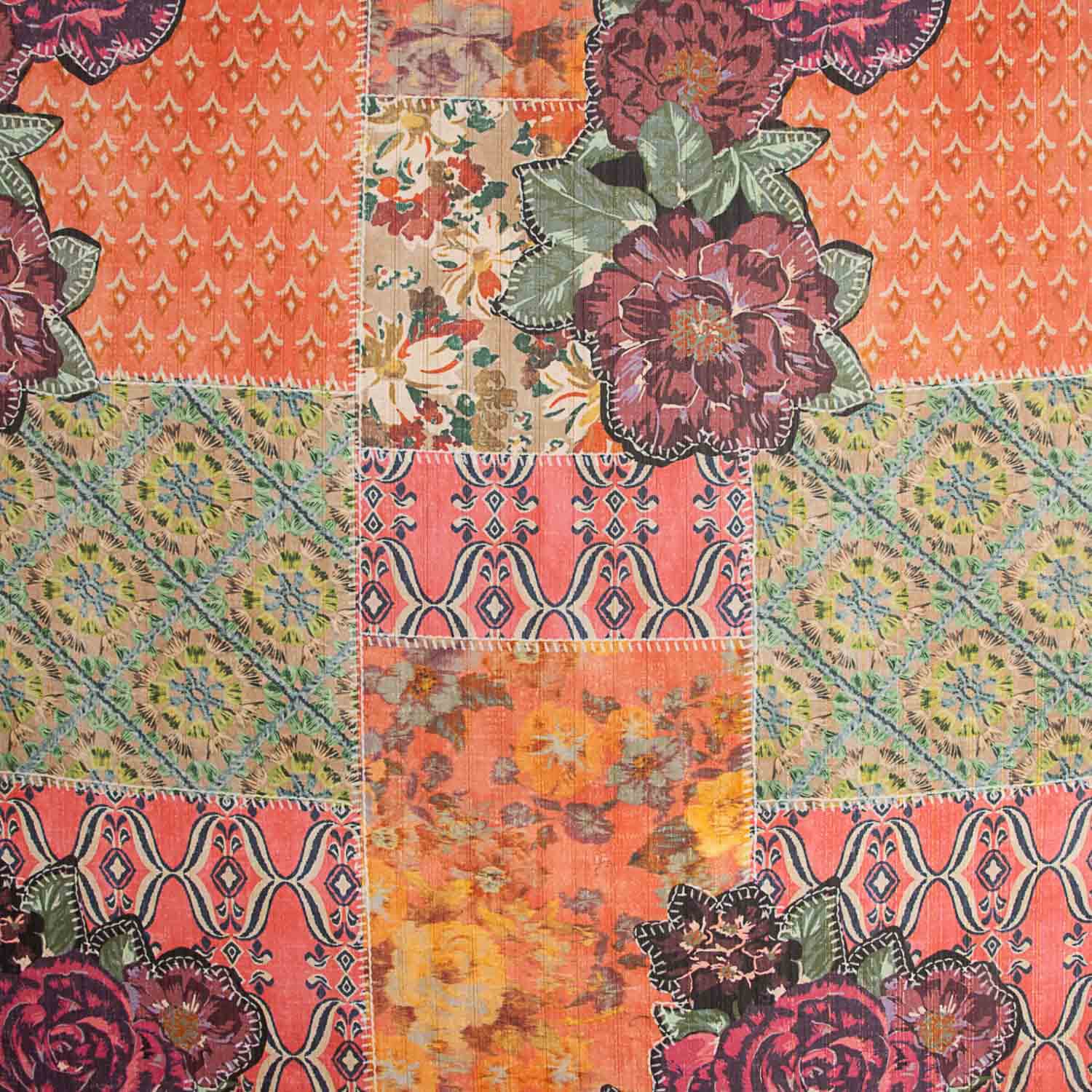 Gaze Bambula Lurex imprimée Patchwork Boho Coralia - Ribes y Casals
