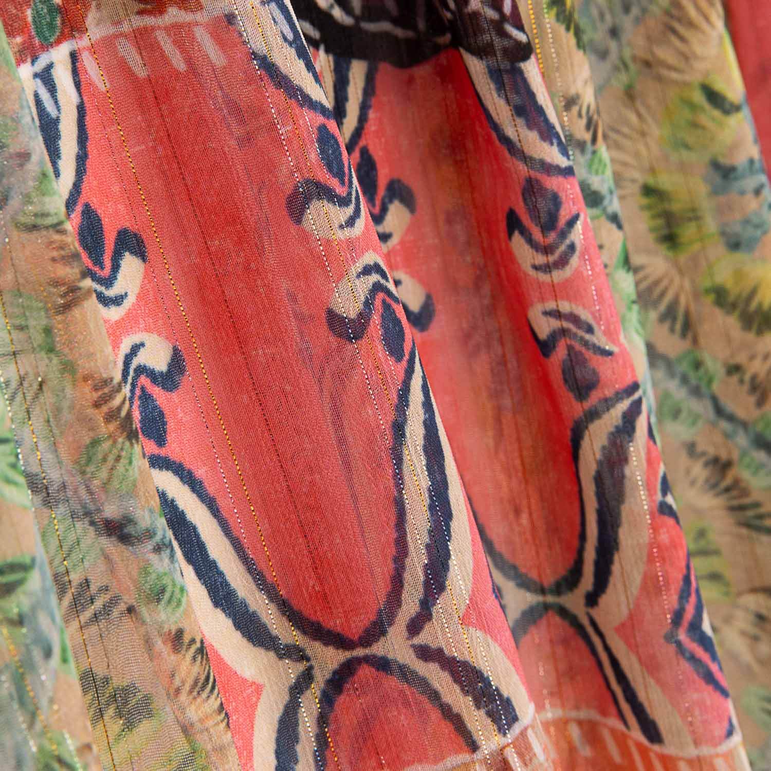 Gaze Bambula Lurex imprimée Patchwork Boho Coralia - Ribes y Casals