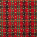 Popeline de coton tartan de Noël et flocons de neige dorés - Ribes y Casals