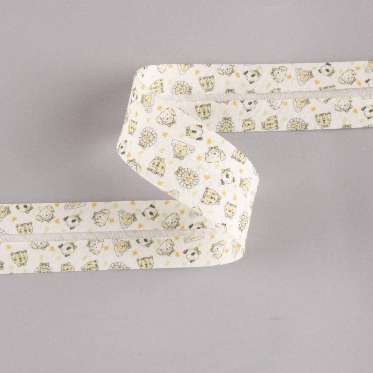 Biais en coton biologique Zoo orange-vert 30 mm - Ribes y Casals