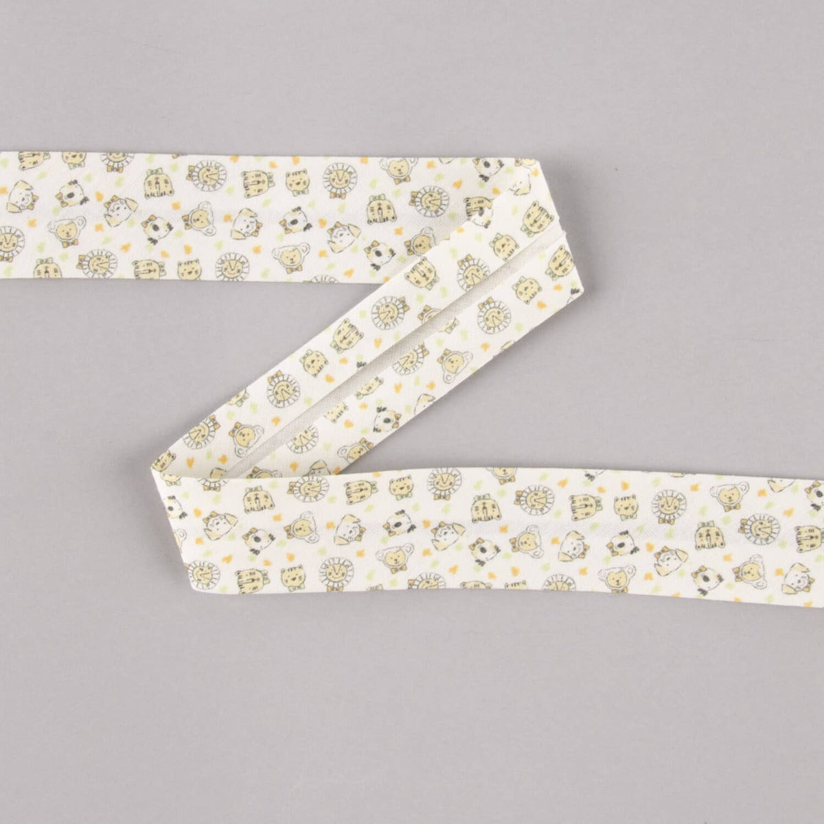 Biais en coton biologique Zoo orange-vert 30 mm - Ribes y Casals