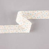 Biais en coton biologique étoiles de chiots bleu-orange 18 mm - Ribes y Casals