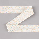 Biais en coton biologique chiots étoiles bleu-orange 30 mm - Ribes y Casals