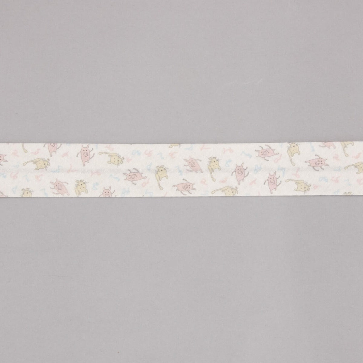 Biais en coton biologique Piglets y Kittens rose-crème 30 mm - Ribes y Casals