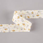 Biais en coton biologique Cochons et chatons orange-gris 30 mm - Ribes y Casals