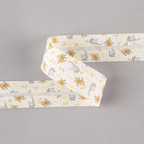 Biais en coton biologique Cochons et chatons orange-gris 30 mm - Ribes y Casals