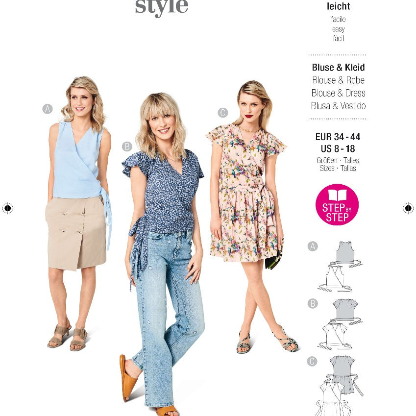 Patrón Burda 6122 Blusa y Vestido - Ribes y Casals