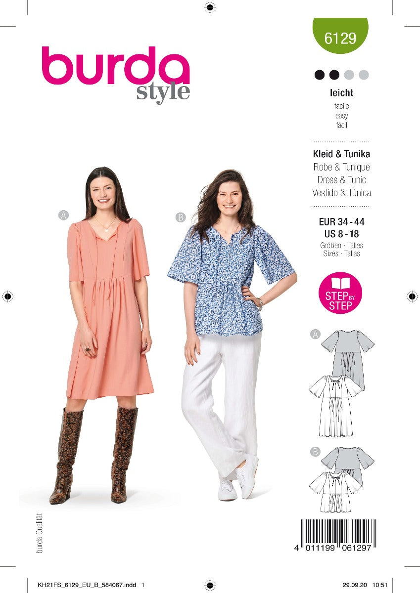 Patrón Burda 6129 Vestido y Túnica - Ribes y Casals