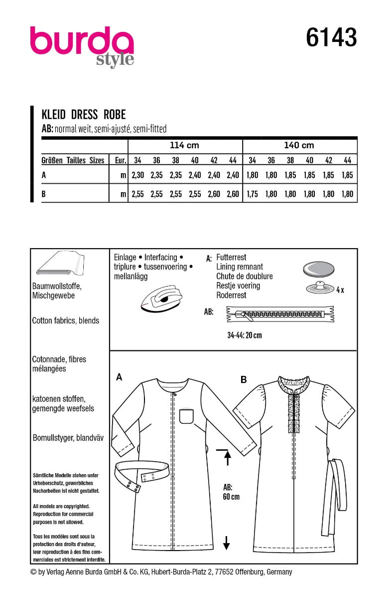 Patrón Burda 6143 Vestidos - Ribes y Casals