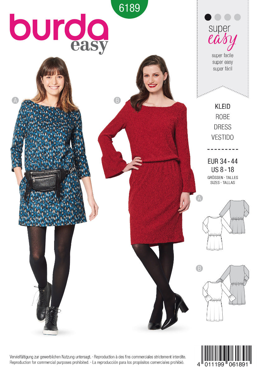 Patron de Couture Burda 6189 Robe - Ribes y Casals