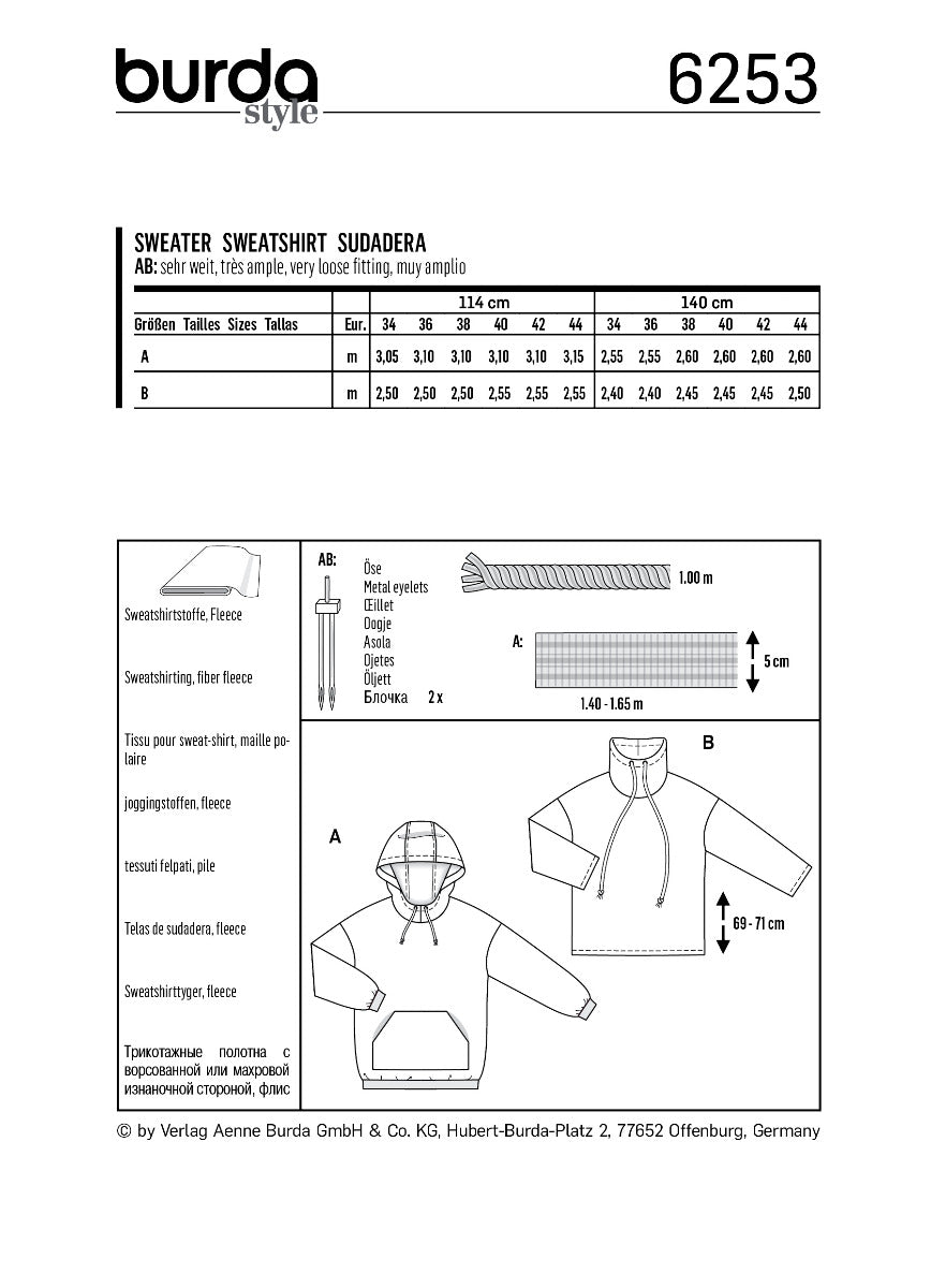 Patron de Couture Burda 6253 Chemise - Ribes y Casals