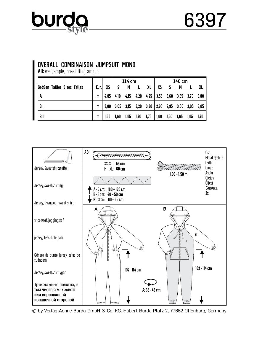 Patron de Couture Burda 6397 Salopette - Ribes y Casals