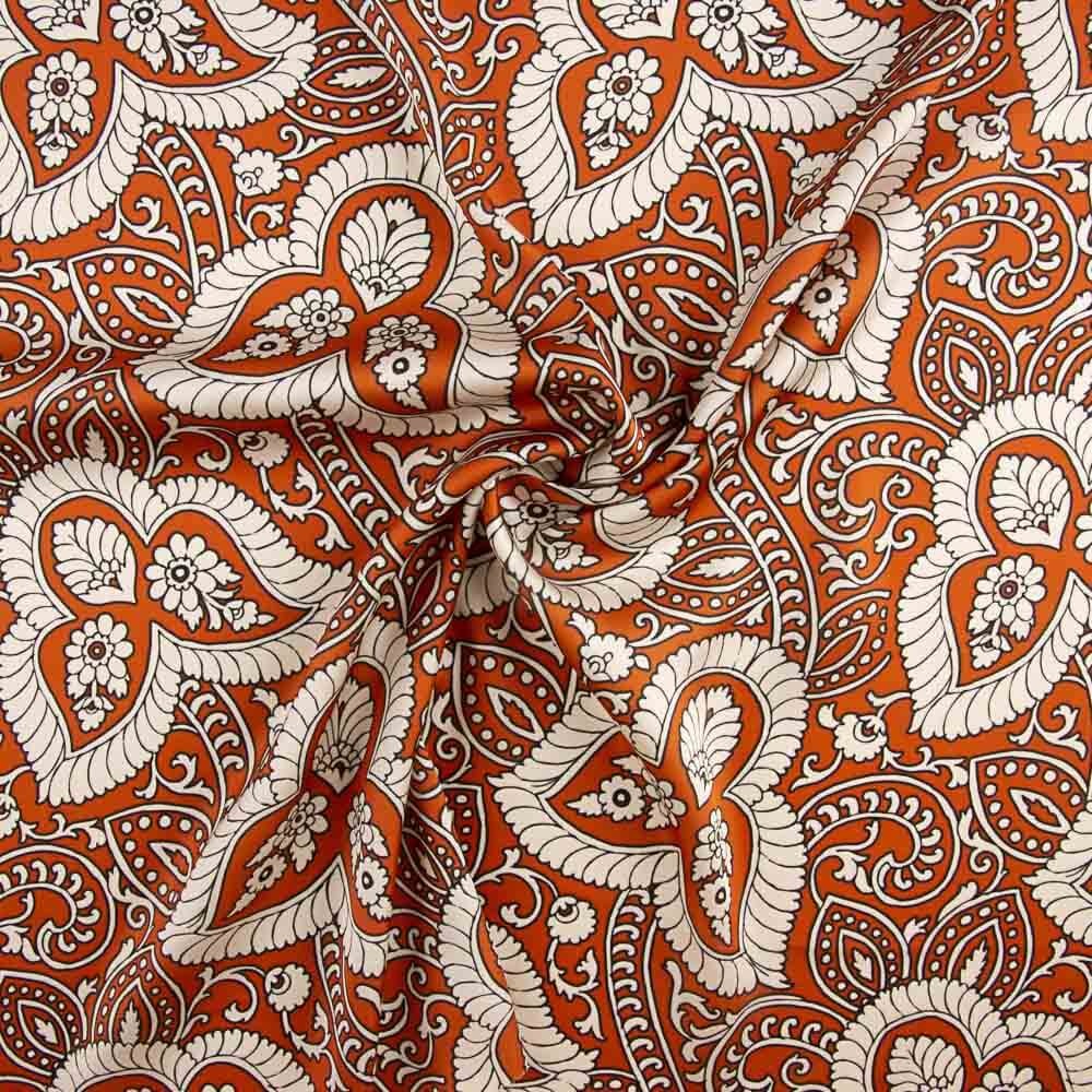 Retal Satén Estampado Romantic Teja 140x140 cm. - Ribes y Casals