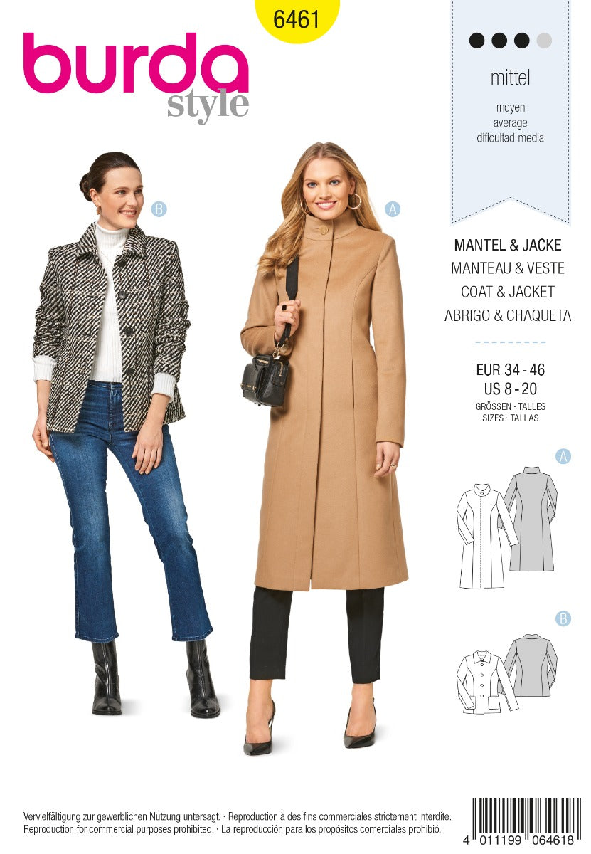 Patron de Couture Burda 6461 Manteau et veste - Ribes y Casals