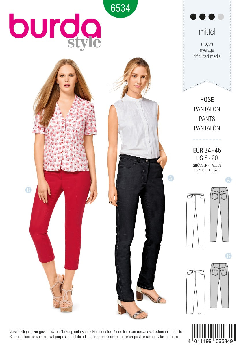 Patron de Couture Burda 6534 Pantalons - Ribes y Casals