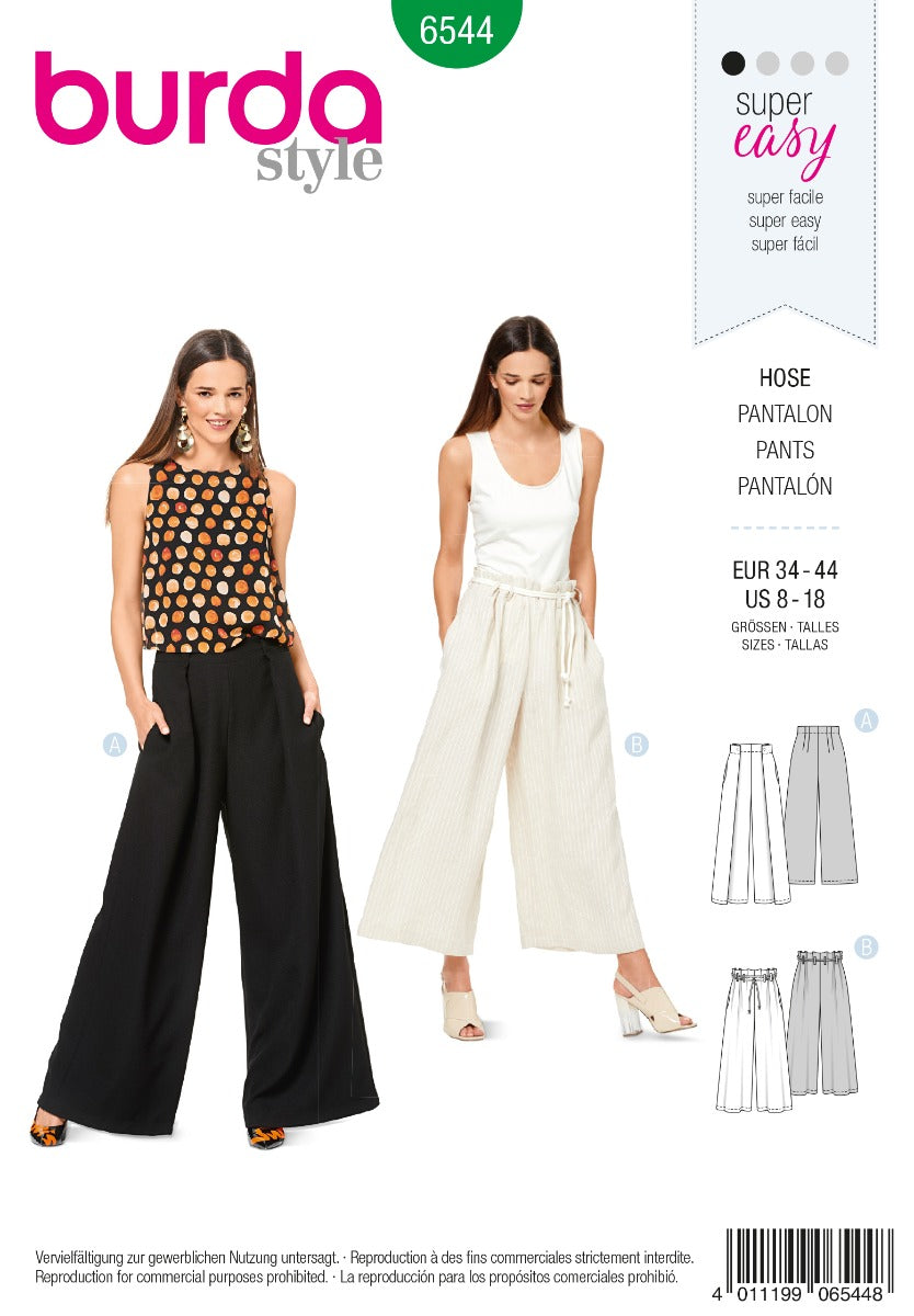 Patron de Couture Burda 6544 Pantalons - Ribes y Casals