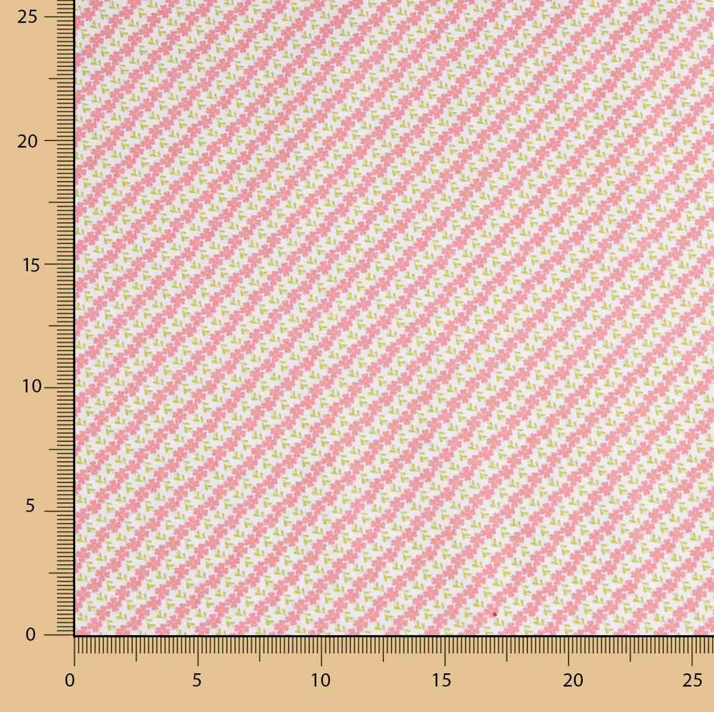 Percal imprimé floral diagonal rose - Ribes y Casals