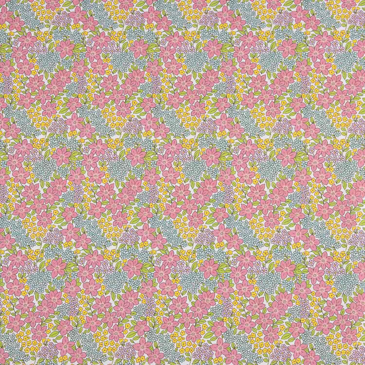 Percal imprimé Guirlande rose - Ribes y Casals