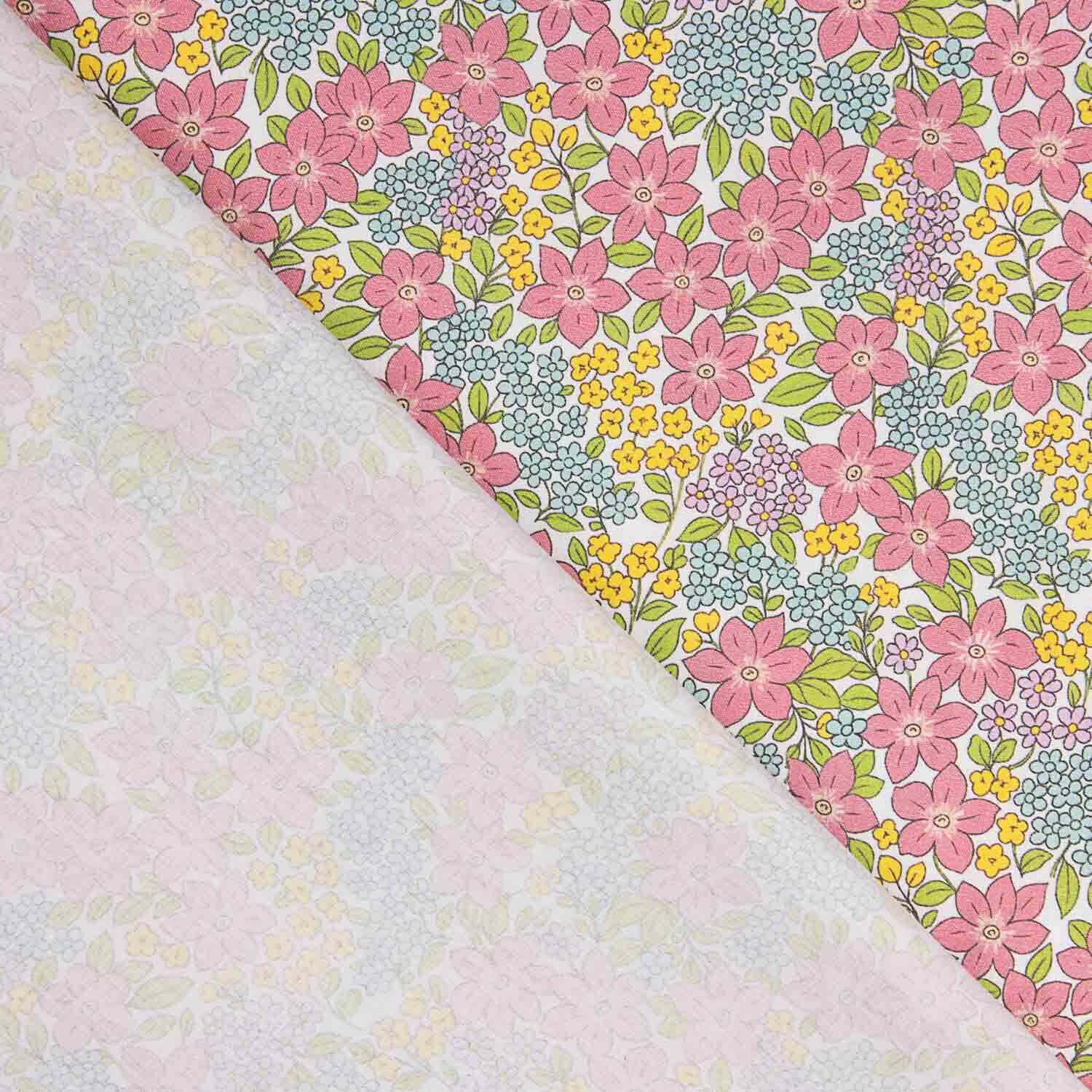 Percal imprimé Guirlande rose - Ribes y Casals