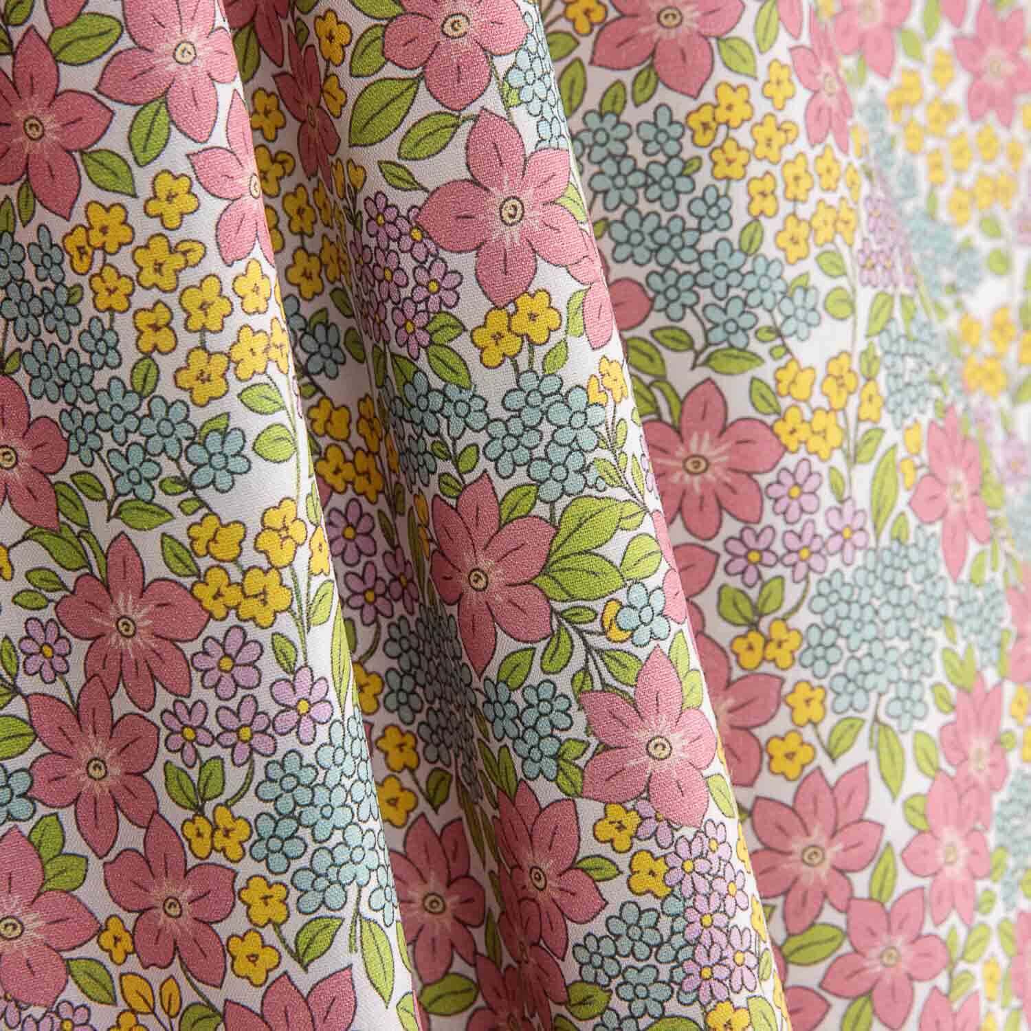 Percal imprimé Guirlande rose - Ribes y Casals