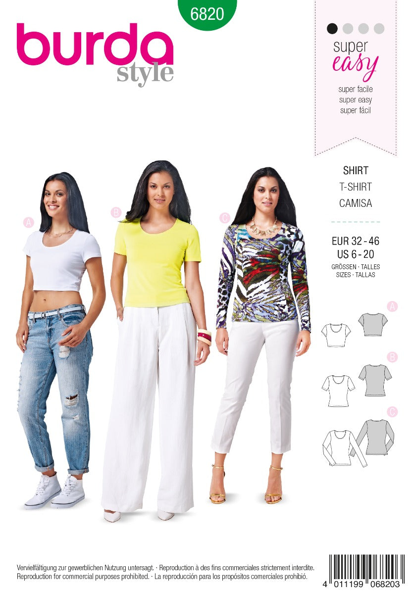 Patron de Couture Burda 6820 Chemise - Ribes y Casals