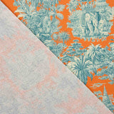 Popeline de coton imprimé jungle exotique orange - Ribes y Casals