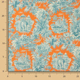 Popeline de coton imprimé jungle exotique orange - Ribes y Casals