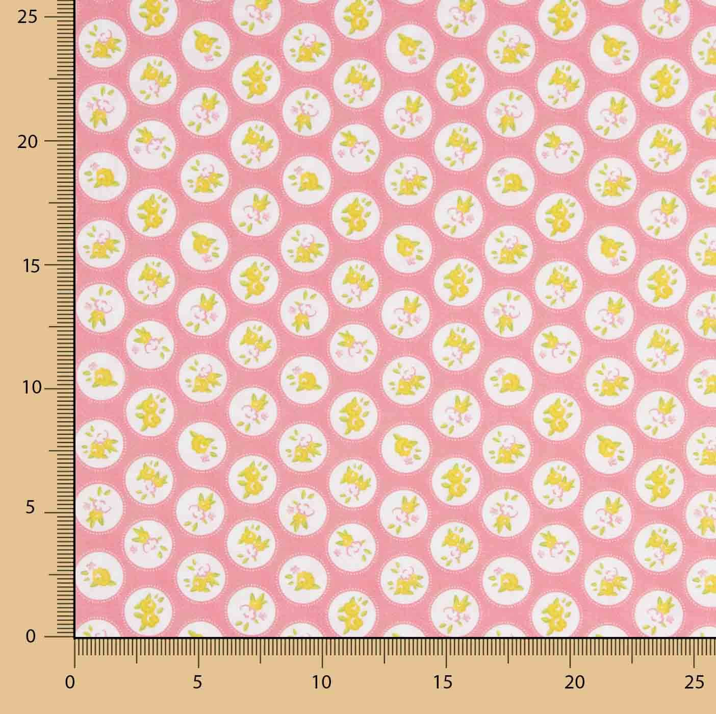 Percal imprimé lapins cercle rose - Ribes y Casals